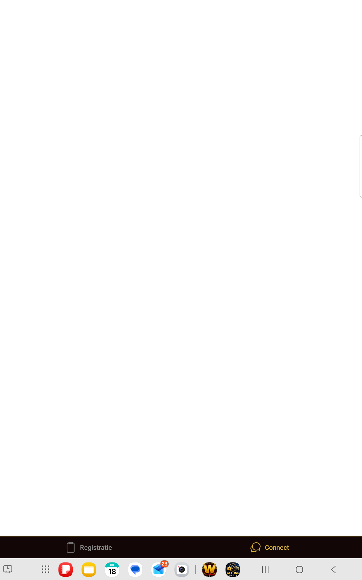 Connect scherm van de app